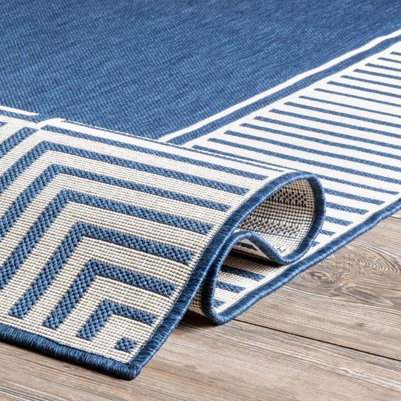 nuLOOM 8' Square Outdoor Area Rug, Stain Resistant, Weather Resistant, High Traffic, Patio, Balcony, Outside, Living Room, Dining Room, Asha Navy