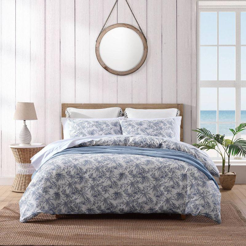 Tommy Bahama Pen And Ink Blue Cotton Duvet Cover Set