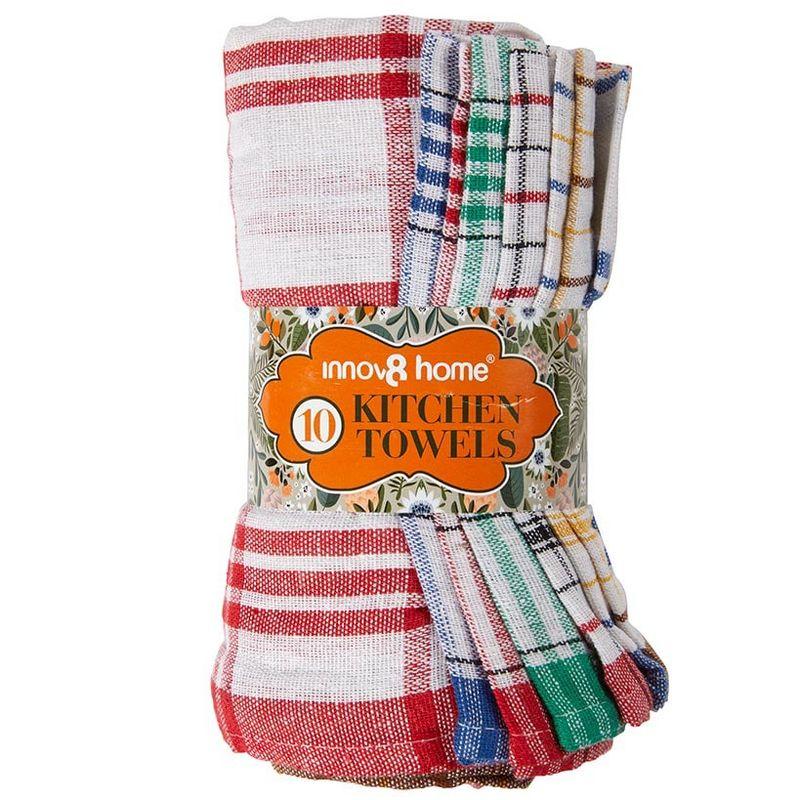 Assorted Color Cotton Plaid Kitchen Towels Set of 10