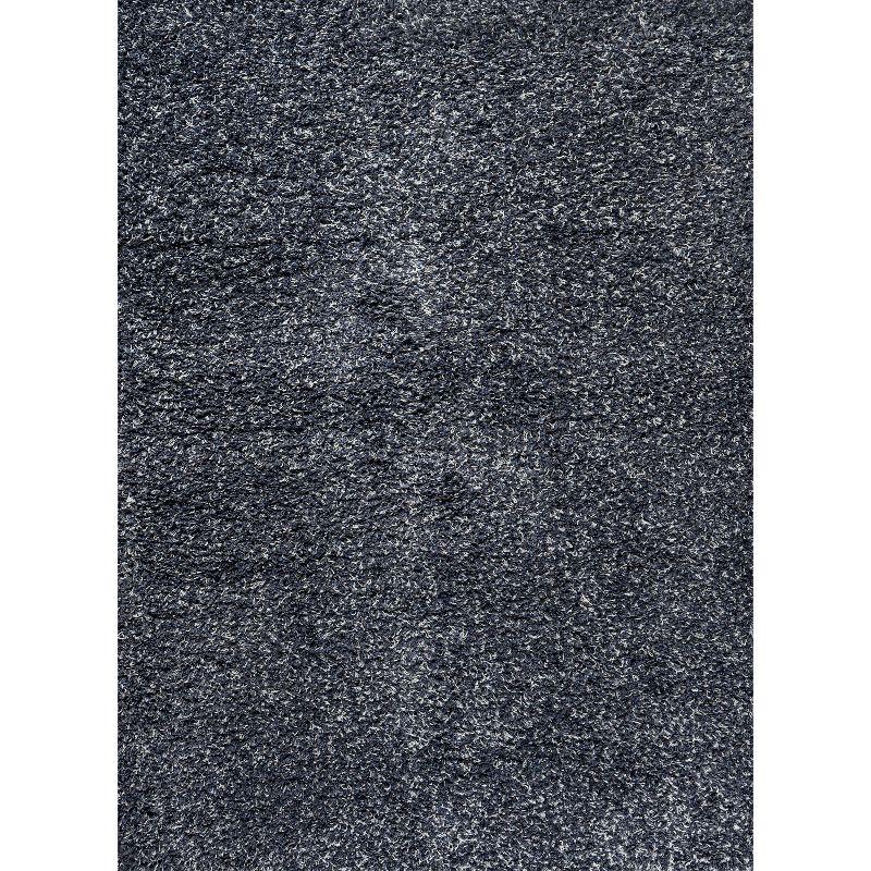 Denim Blue Rectangular Shag 4' x 6' Synthetic Area Rug