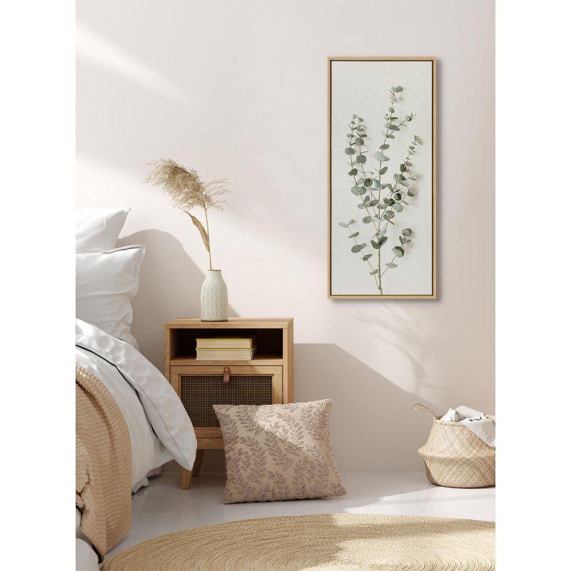 Kate and Laurel Sylvie Eucalyptus Botanical I Framed Canvas by The Creative Bunch Studio, 18x40, Natural