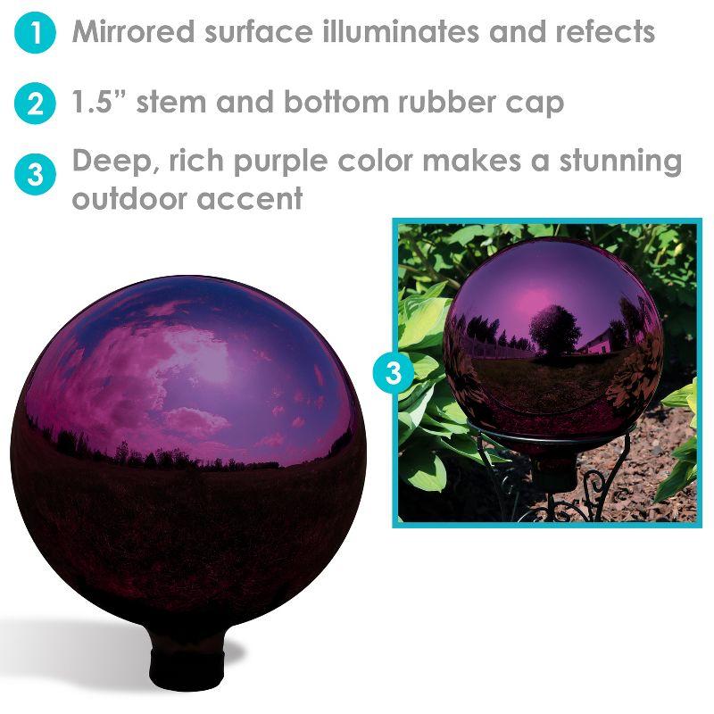 Sunnydaze Indoor/Outdoor Reflective Mirrored Surface Garden Gazing Globe Ball with Stemmed Bottom and Rubber Cap - 10" Diameter