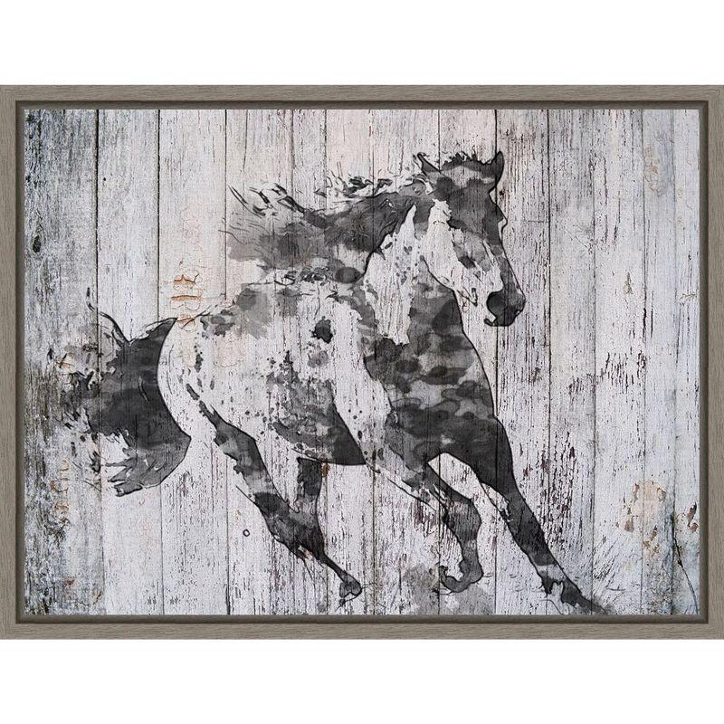 Amanti Art Running Black Horse by Irena Orlov Canvas Wall Art Print Framed 24 x 18-in.