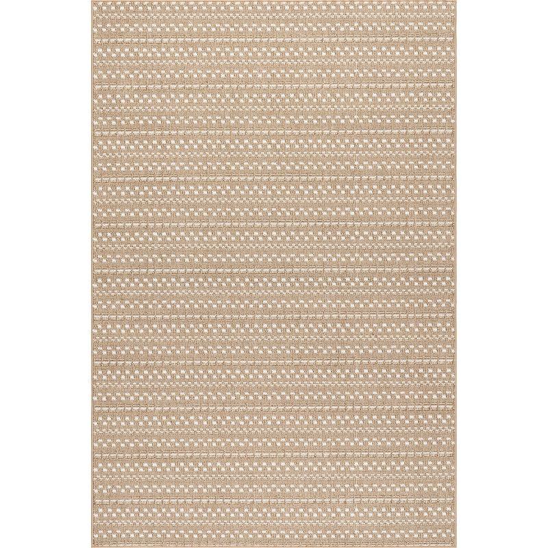 Haylo Neutral Geometric 4' x 6' Synthetic Area Rug