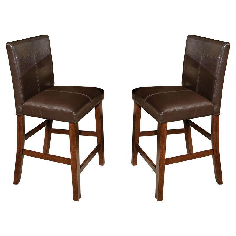 Kona Parsons 24" Counter Height Barstools in Dark Raisin with PU Leather Seat - Set of 2