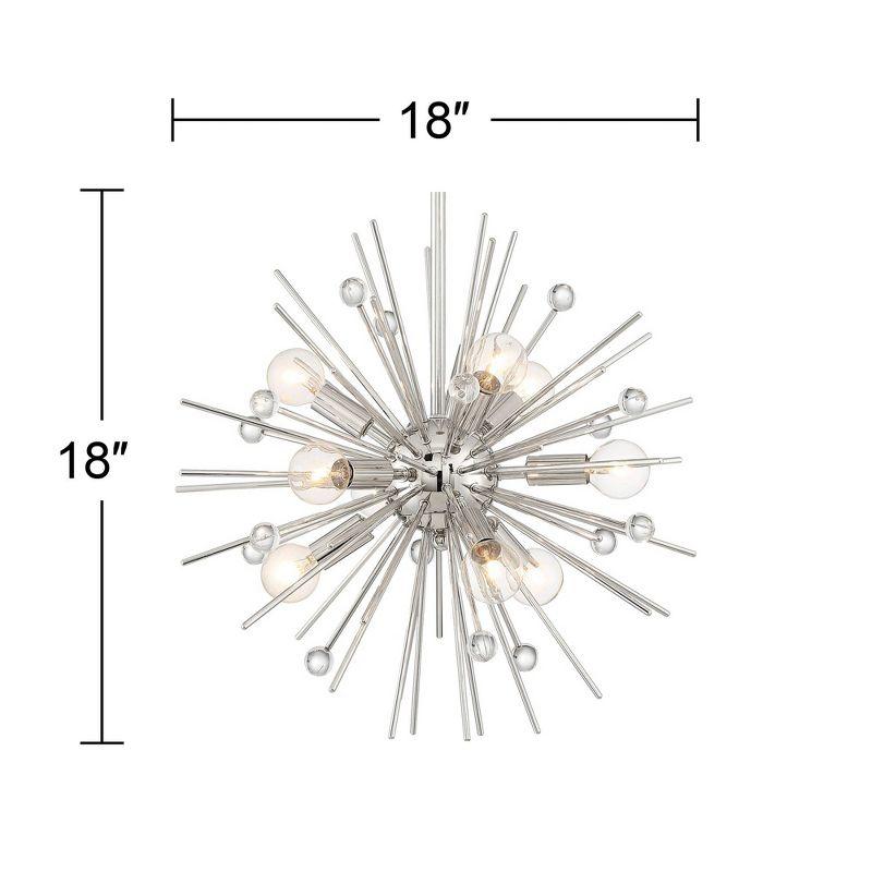 Possini Euro Design Janae Polished Nickel Sputnik Chandelier 18" Wide Modern Crystal 9-Light Fixture for Dining Room House Kitchen Island Entryway