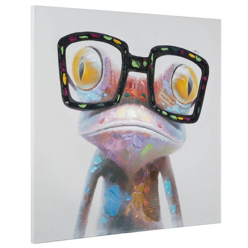 Colorful Hipster Frog Acrylic Canvas Wall Art, 20x20