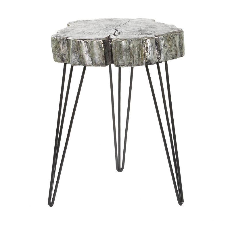 Gray Organic-Shaped Wood and Metal Accent Table with Hairpin Legs