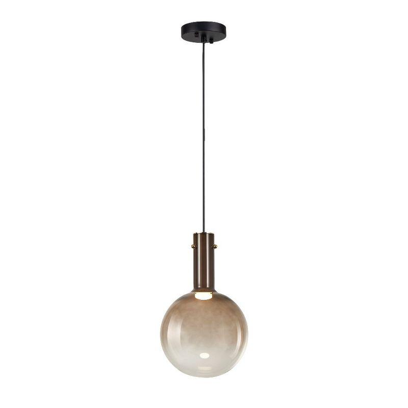 Coffee Finish Mini Globe LED Pendant Light with Gold Glass Shade