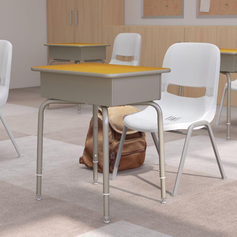 Flash Furniture Goddard Height-Adjustable Open Front Student Desk with Metal Book Box