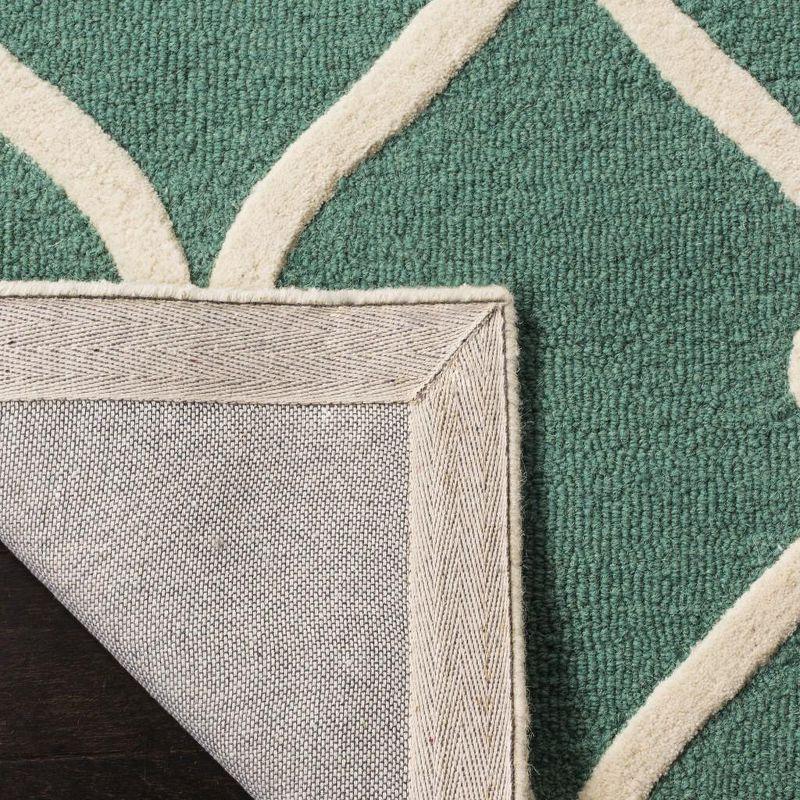 Teal and Ivory Hand-Tufted Wool Area Rug, 3' x 5'