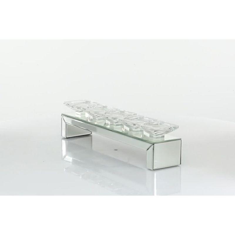 Olivia & May 20" x 5" Glass Candle Holder with Mirrored Base: Luxury Glam Style, Pillar Candle Compatible, Tabletop Elegance