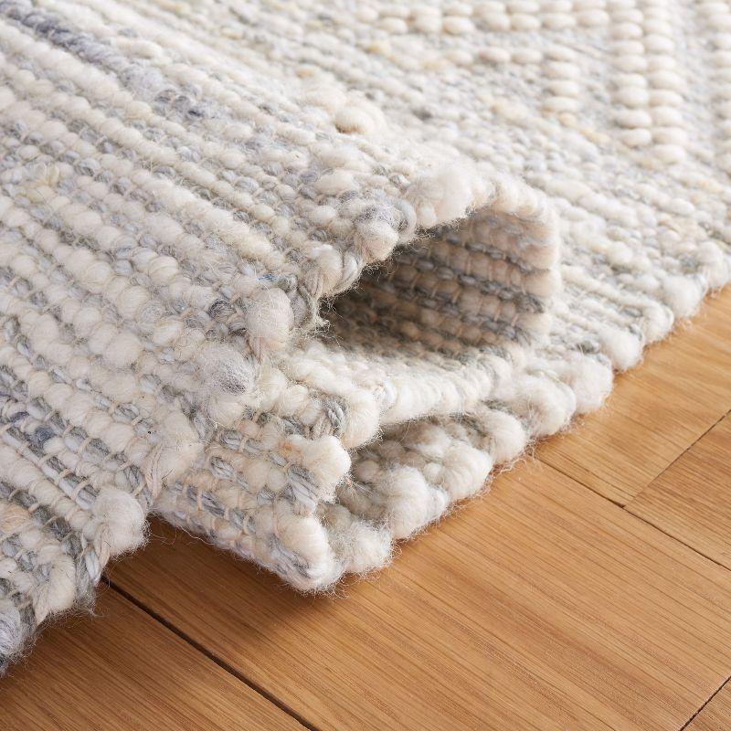 Gray Handwoven Wool Rectangular Area Rug with Fringe