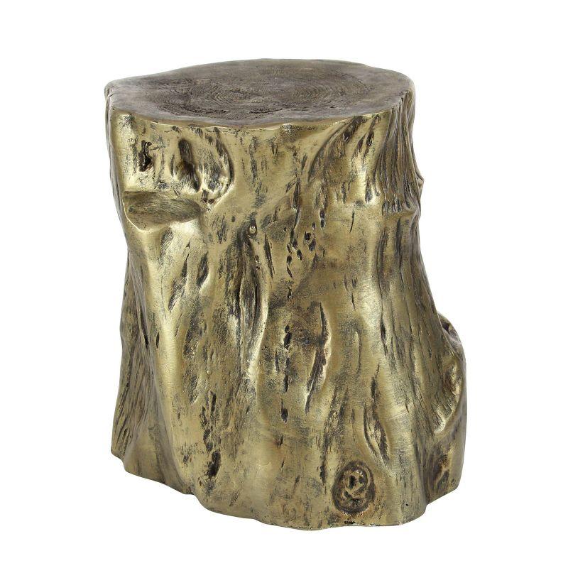 Gold Tree Trunk Inspired Round Wood Accent Table