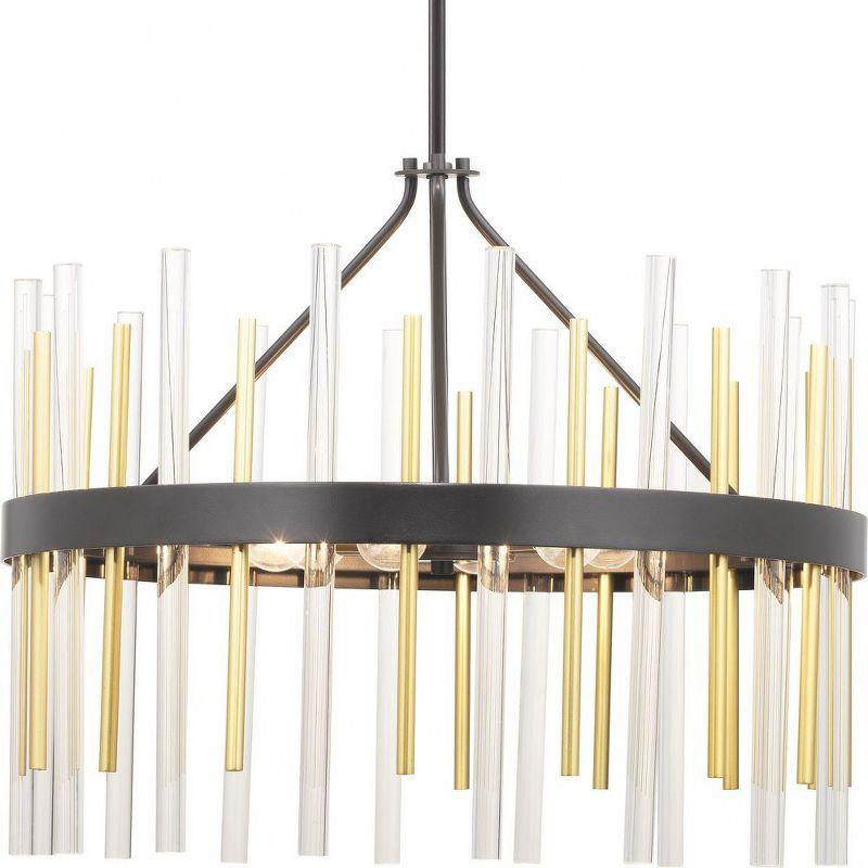 Orrizo Black and Gold 6-Light Drum Chandelier with Clear Glass