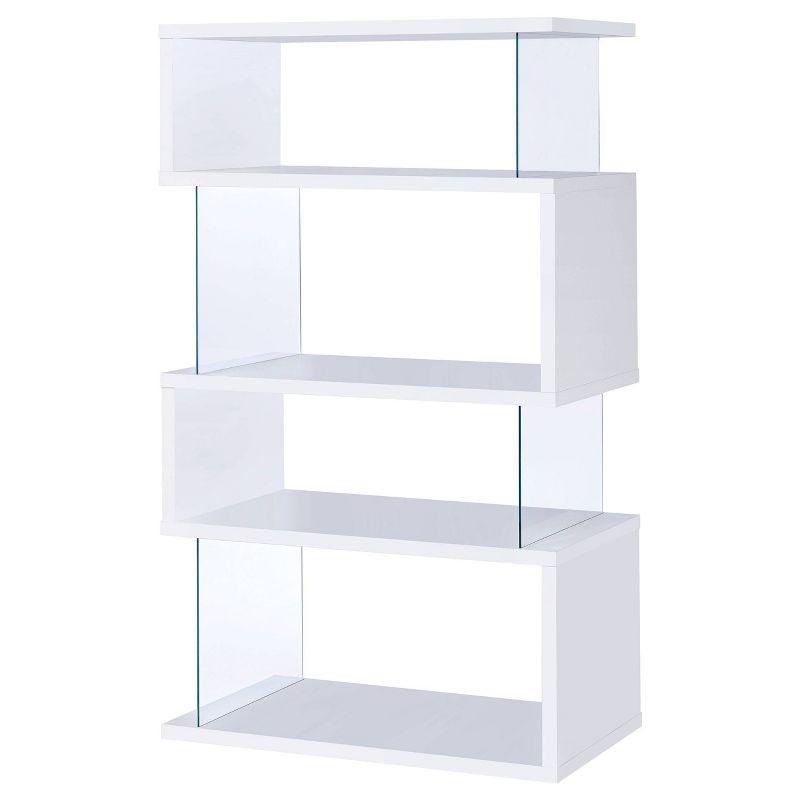 63" Emelle 4 Shelf Zig Zag Bookcase with Glass Panels - Coaster