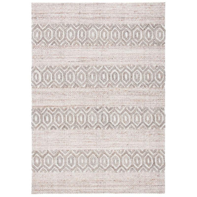 Ivory and Beige Handwoven Wool Area Rug, 3' x 5'