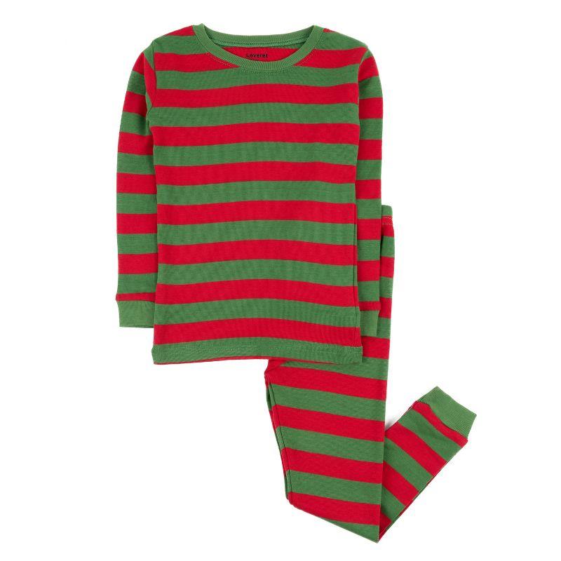 Red and Green Striped Cotton Baby Pajama Set