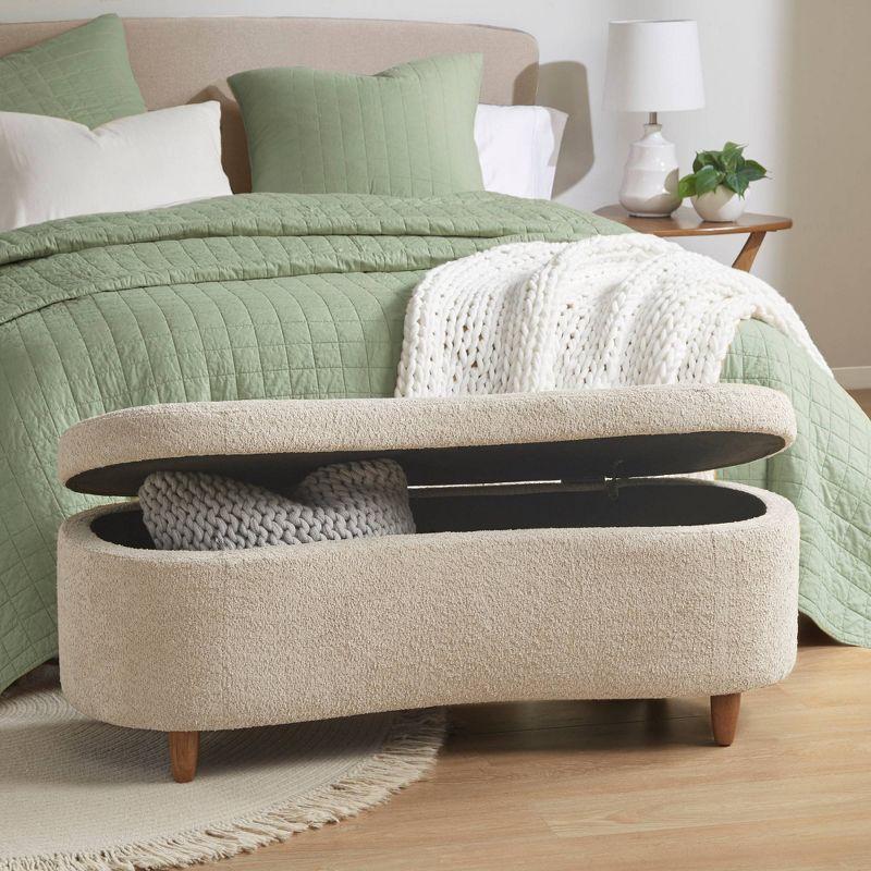 Bailey 48" Beige Boucle Flip Top Storage Bench