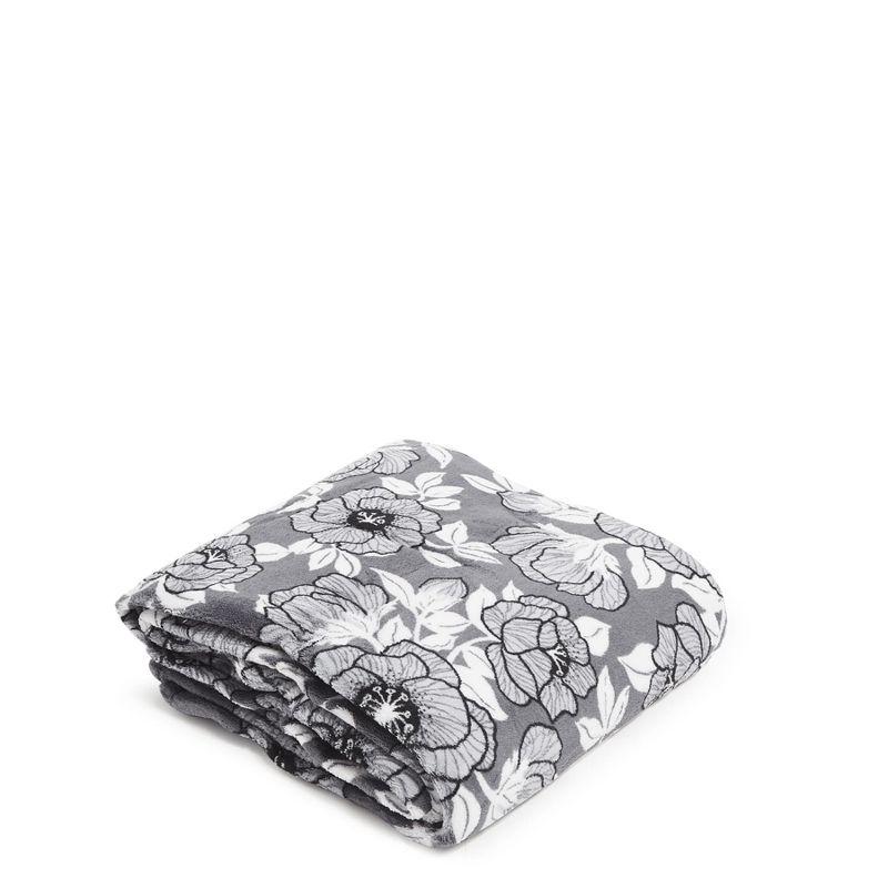 Gray and White Floral Fleece Throw Blanket 80x50