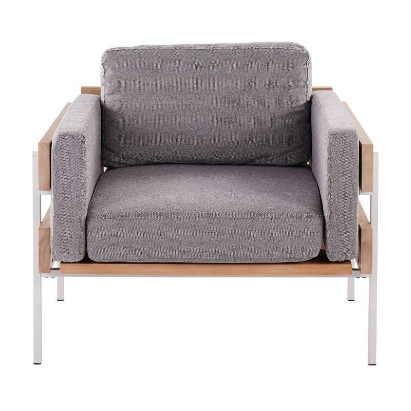 Kari Accent Chair White/Natural/Light Gray - LumiSource: Upholstered, Metal Frame, Removable Cushions