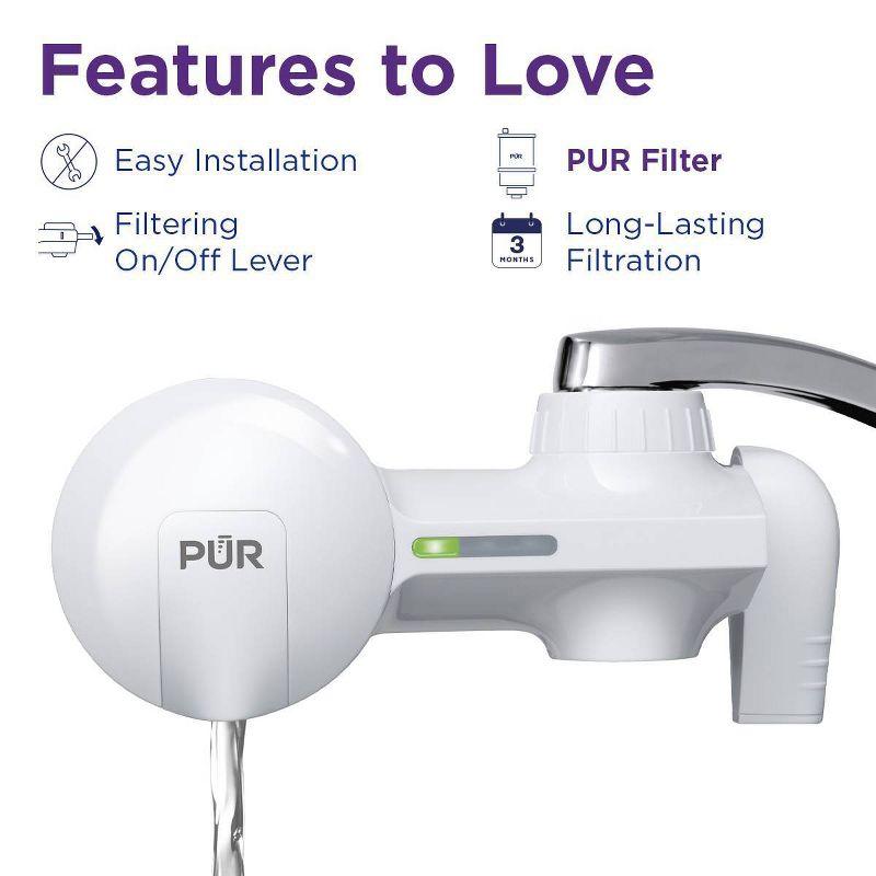 PUR Faucet Mount Water Filtration System, Powerful Filtration with Lead Reduction, Horizontal, White, PFM150W