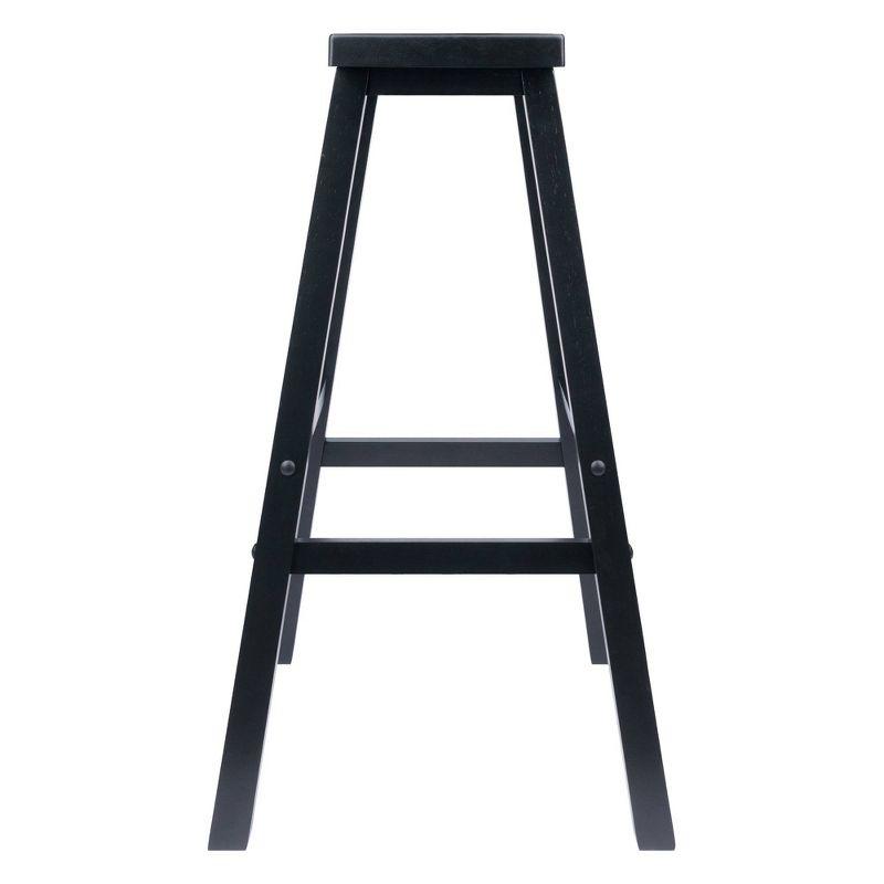 29" Satori Saddle Seat Barstool Black - Winsome: Solid Wood, High-Top Counter, Backless Design