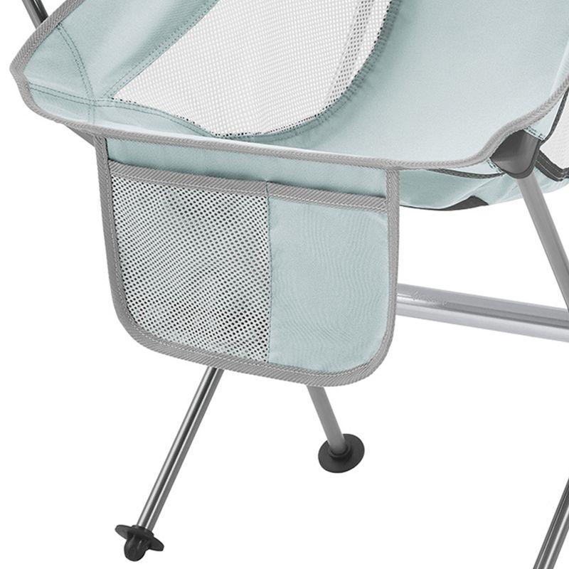KingCamp Lightweight Padded Highback Folding Lounge Chair with Cupholder, Side Storage Pocket, and Carry Bag for Indoor or Outdoors, Grey
