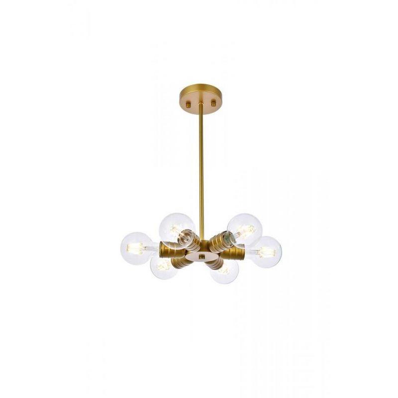 Reyes 6-Light Brass and Iron LED Pendant Lamp