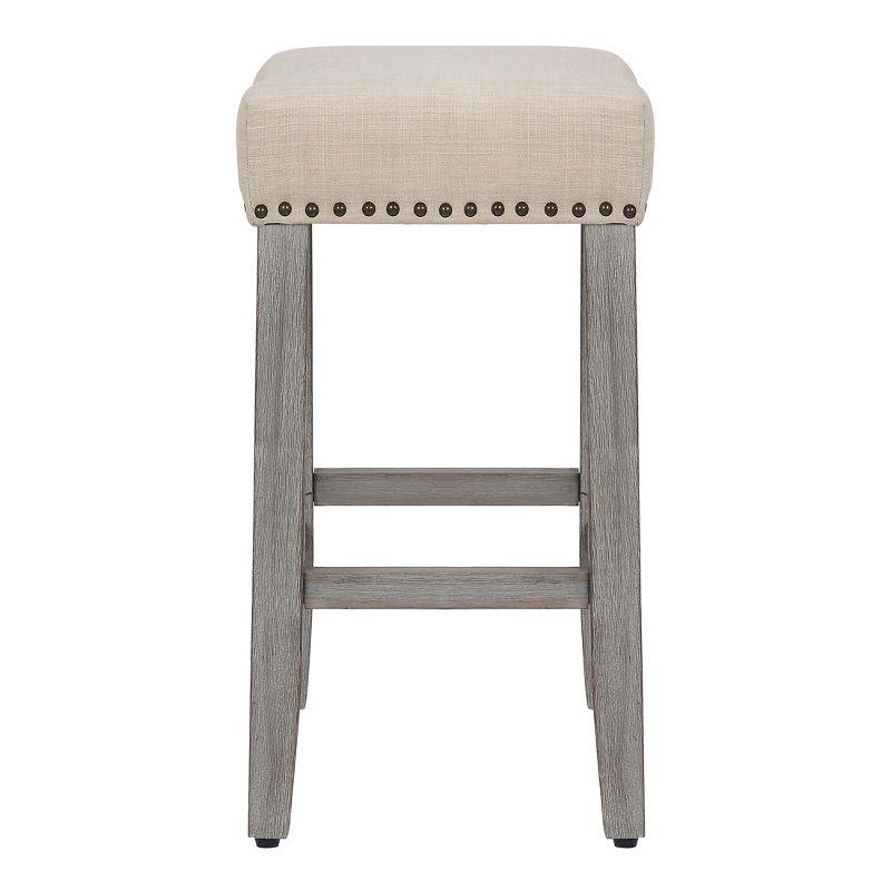 WestinTrends 24" Upholstered Saddle Seat Counter Stool (Set of 2), Antique Gray/Beige