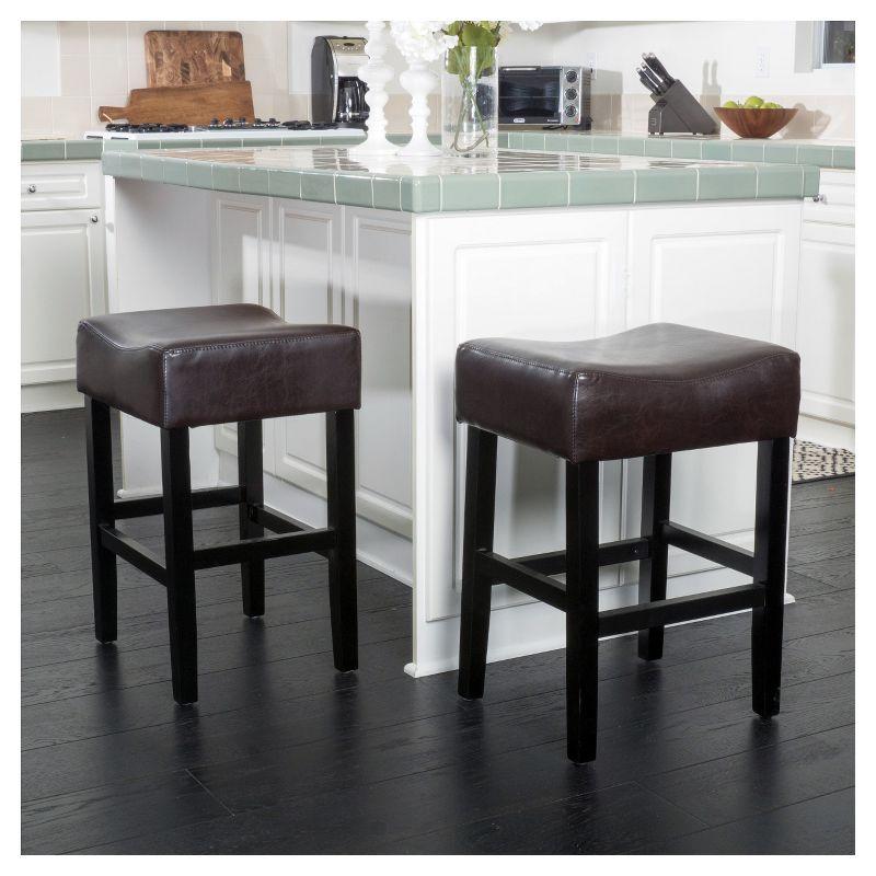 Christopher Knight Home Set of 2 Portman Backless Counter Height Barstools Brown: Upholstered, Wood Frame, 26" Seat Height