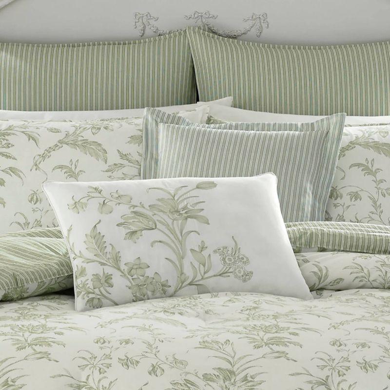 Jade Green and Cream Floral Cotton Comforter Set - Full/Queen