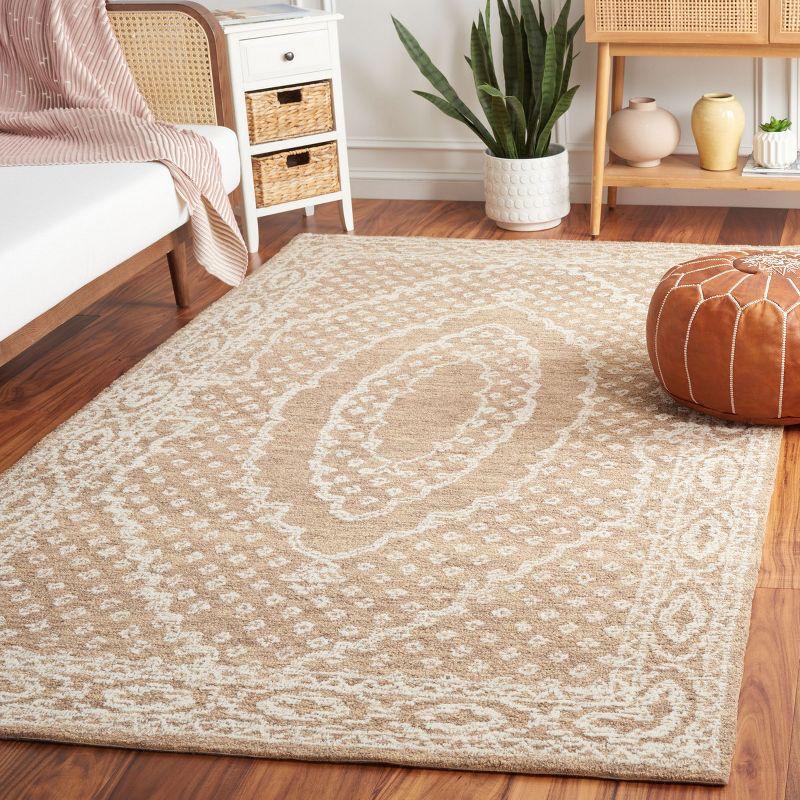 Ebony EBN306 Hand Tufted Indoor Area Rug - Ivory/Brown - 4'x6' - Safavieh