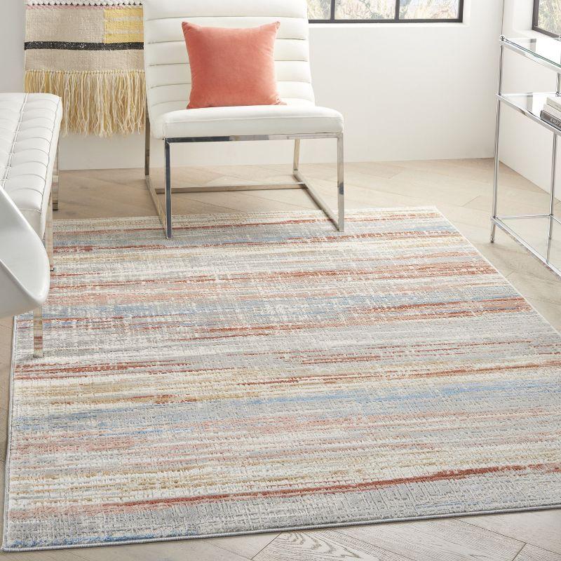 Ivory Multicolor Abstract 4' x 6' Synthetic Rug