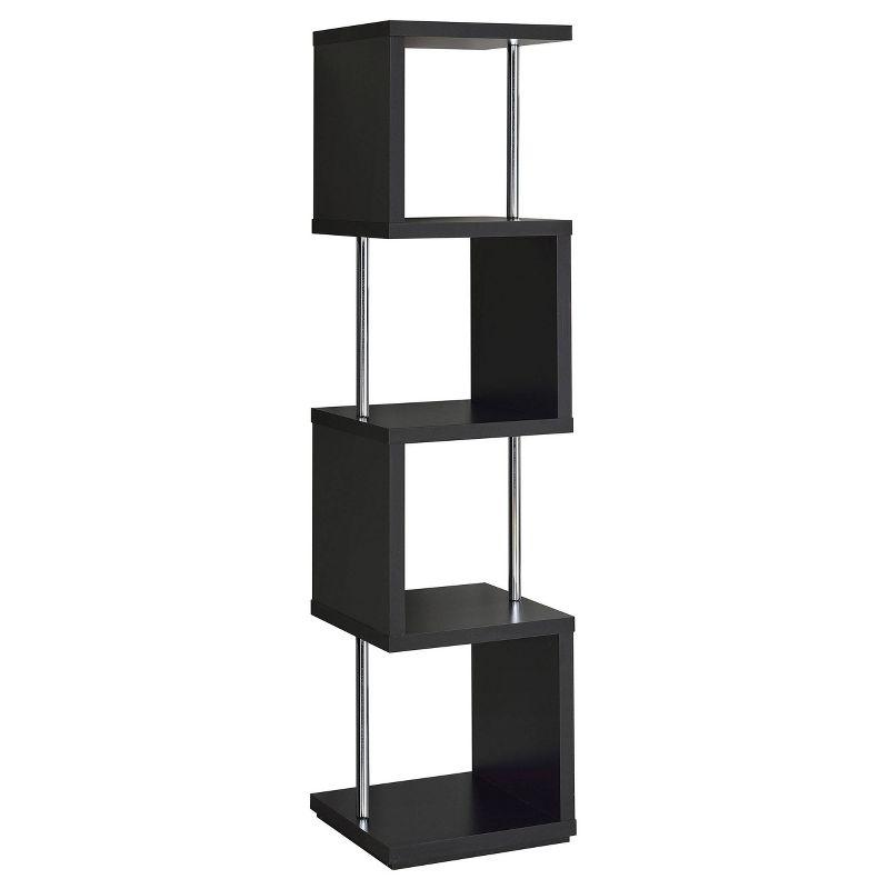 Baxter 4 Shelf Zig Zag Bookcase with Chrome Details - Coaster