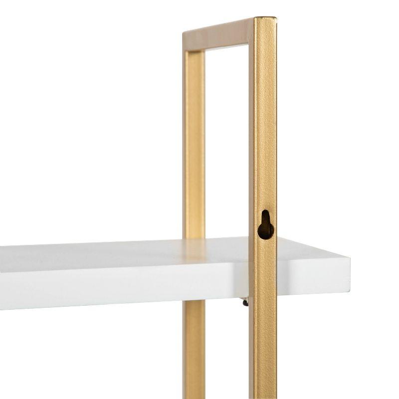 20" x 30" Leigh Wood and Metal Wall Shelf White/Gold - Kate & Laurel All Things Decor