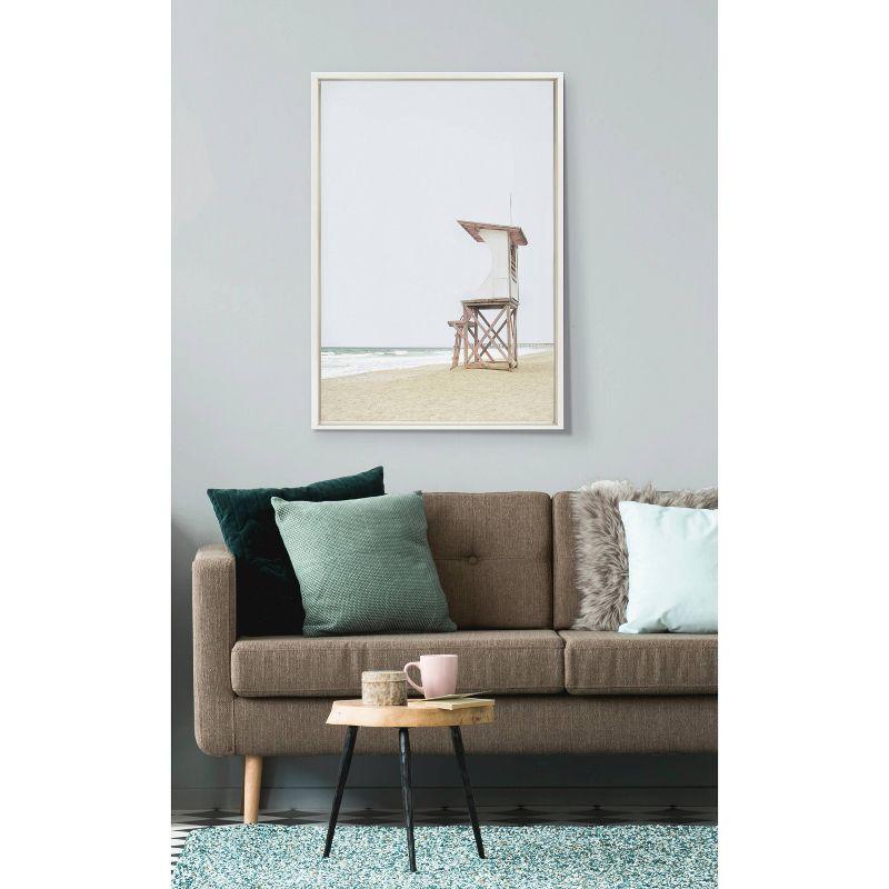 Sylvie Wood Ocean Beach Lifeguard Tower Framed Wall Canvas - Kate & Laurel All Things Decor