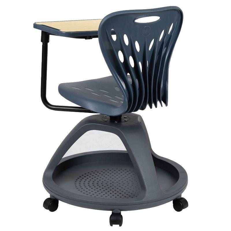 Flash Furniture Mobile Desk Chair with 360° Tablet Rotation and Storage Cubby