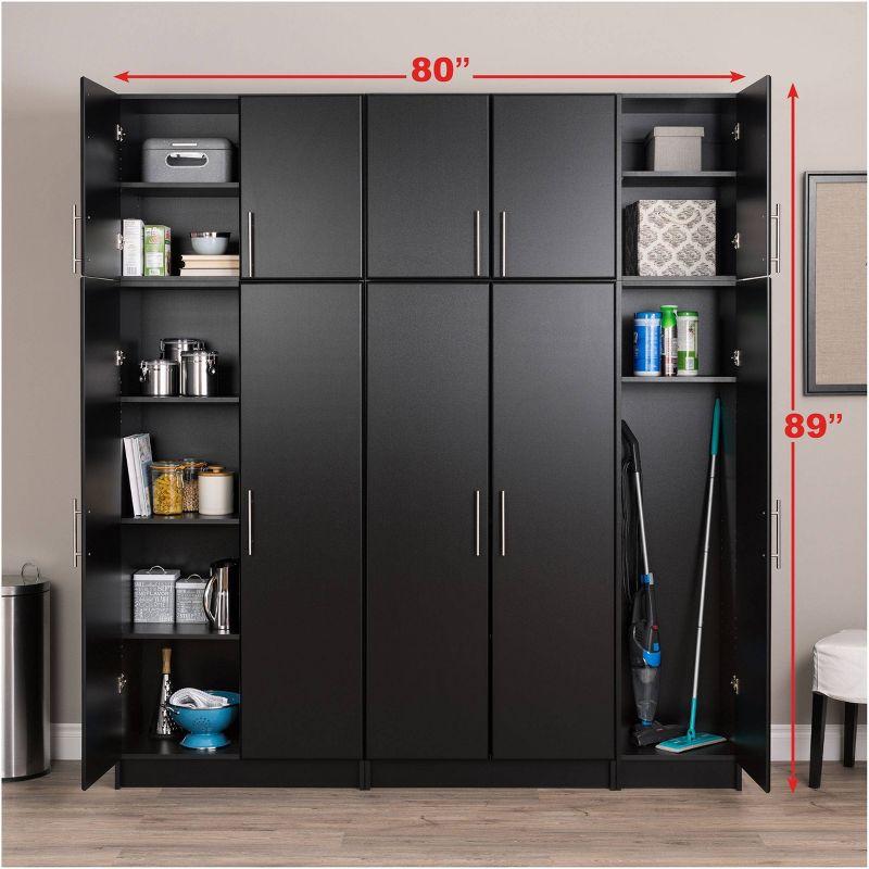 Prepac 80" Elite with 6 Storage Cabinet Set Black: Laminated Wood Composite, 10 Shelves, Anchoring Hardware