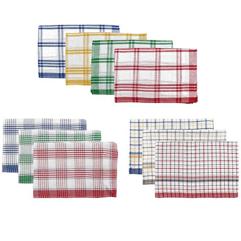 The Lakeside Collection Assorted Color Kitchen Towels - Crosshatch Plaid Patterned Towels - Set of 10