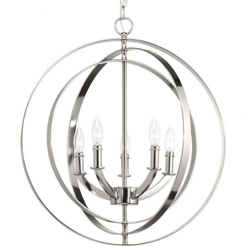 Progress Lighting Equinox 5-Light Chandelier Pendant, Steel, Polished Nickel, No Shade