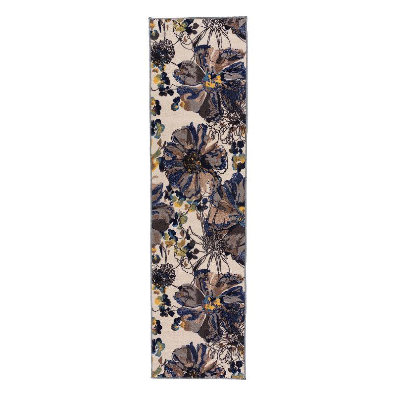 World Rug Gallery Modern Bright Flowers Non-Slip Area Rug