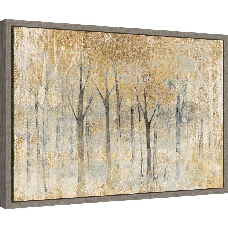 Autumn Gold Abstract Impressionist Framed Canvas Wall Art