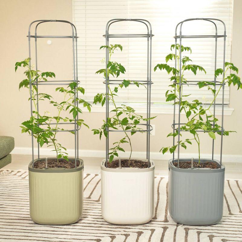 Vego Garden Mini Tomato Plastic Outdoor Pot Planter with Trellis