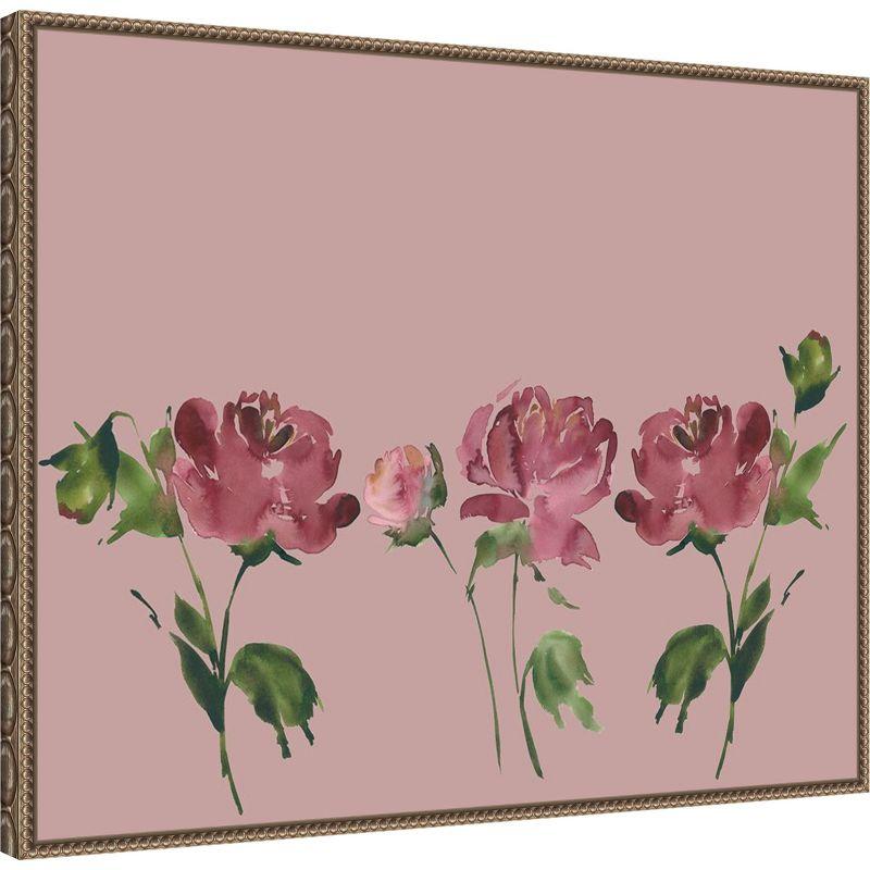 Amanti Art Trio Of Peony Blossoms by Lucille Price Canvas Wall Art Print Framed 28 x 23-in.