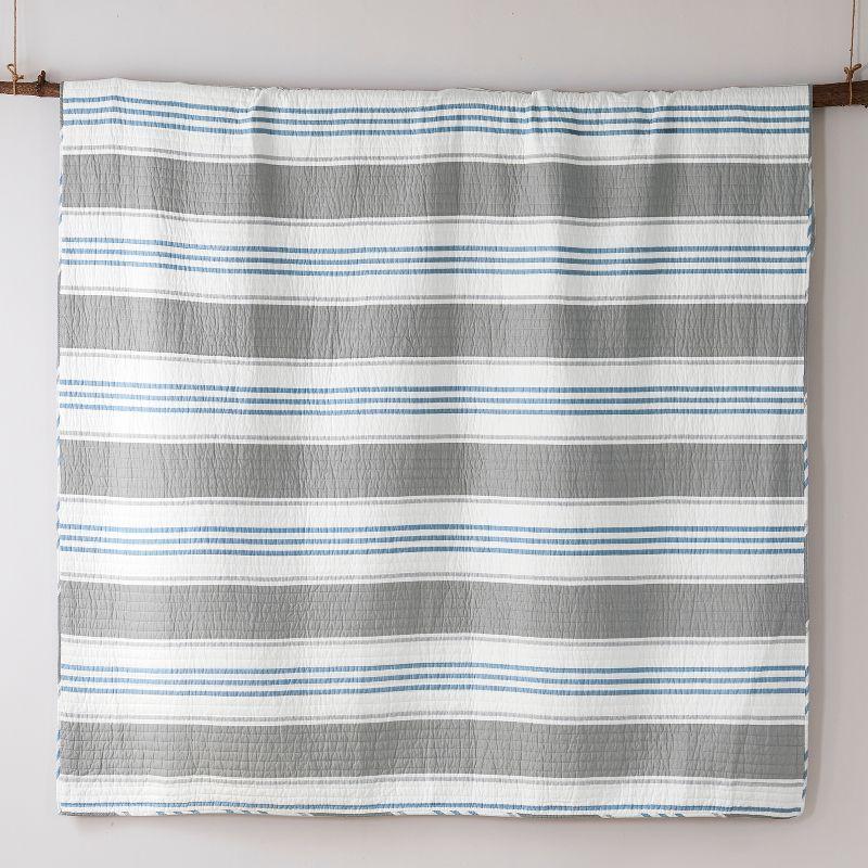 Provincetown Quilt - Striped Coastal - Grey, Blue, White - Levtex Home