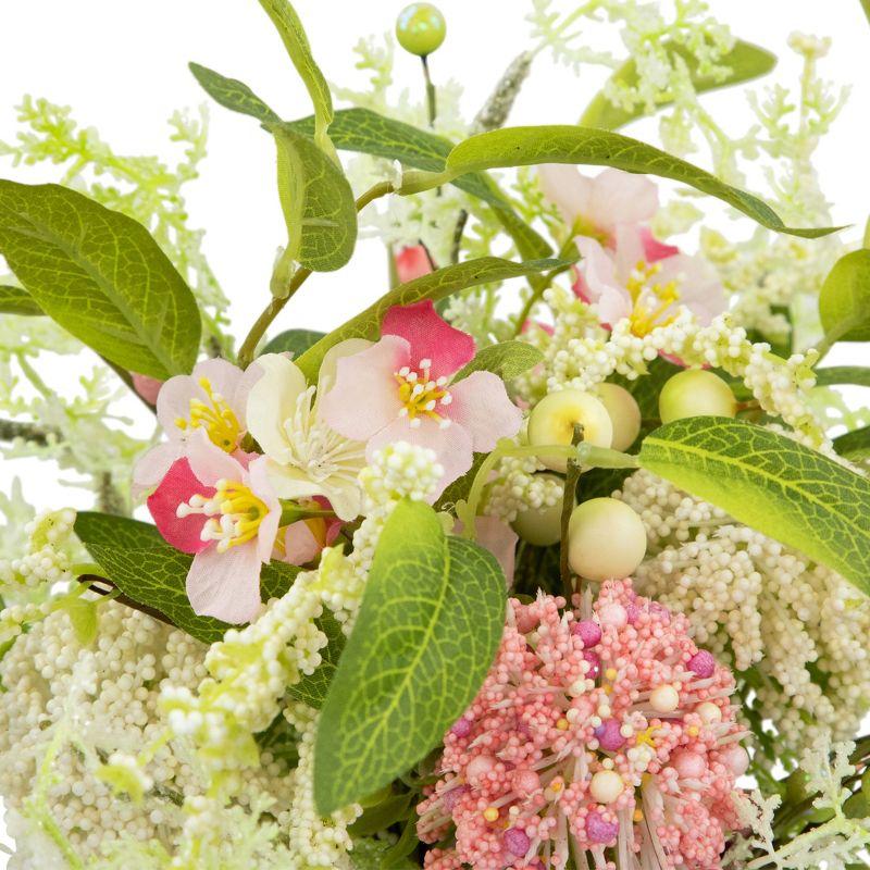 Northlight Hydrangea and Berry Floral Spring Bouquet - 14" - Pink and Green