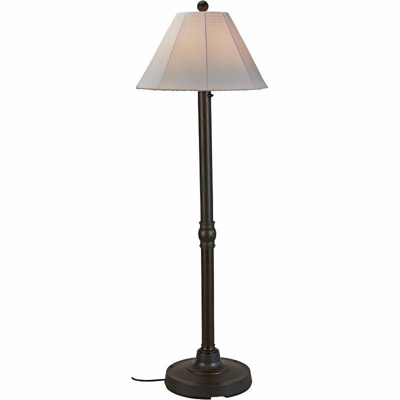 Patio Living Concepts Malibu 60 Outdoor Floor Lamp with 2 Bronze Resin Body and Natural Canvas Sunbrella Shade Cover