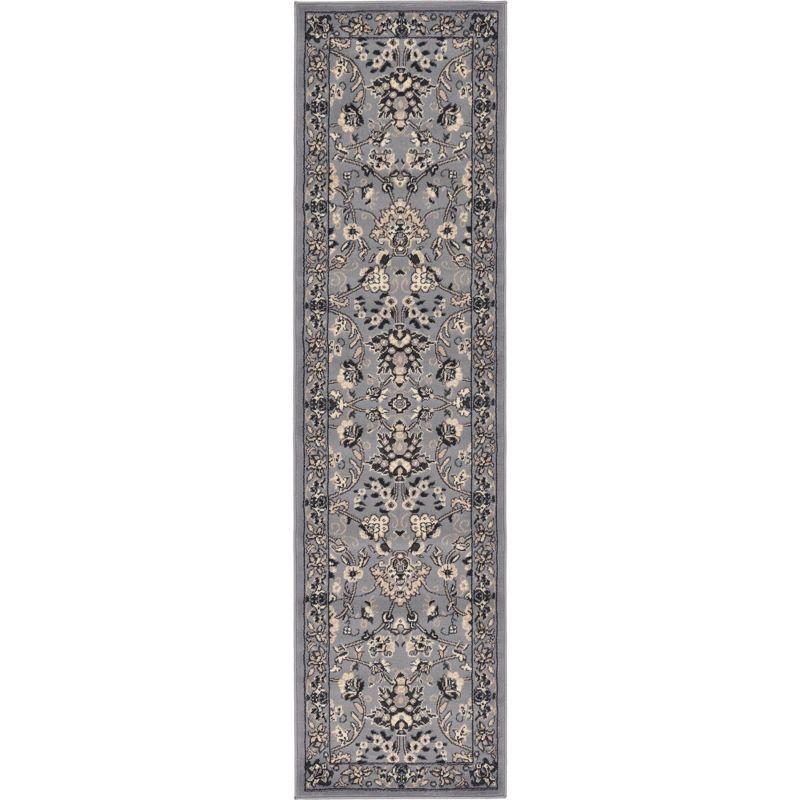 Gray/Ivory Reversible Indoor Runner with Traditional Medallion Design