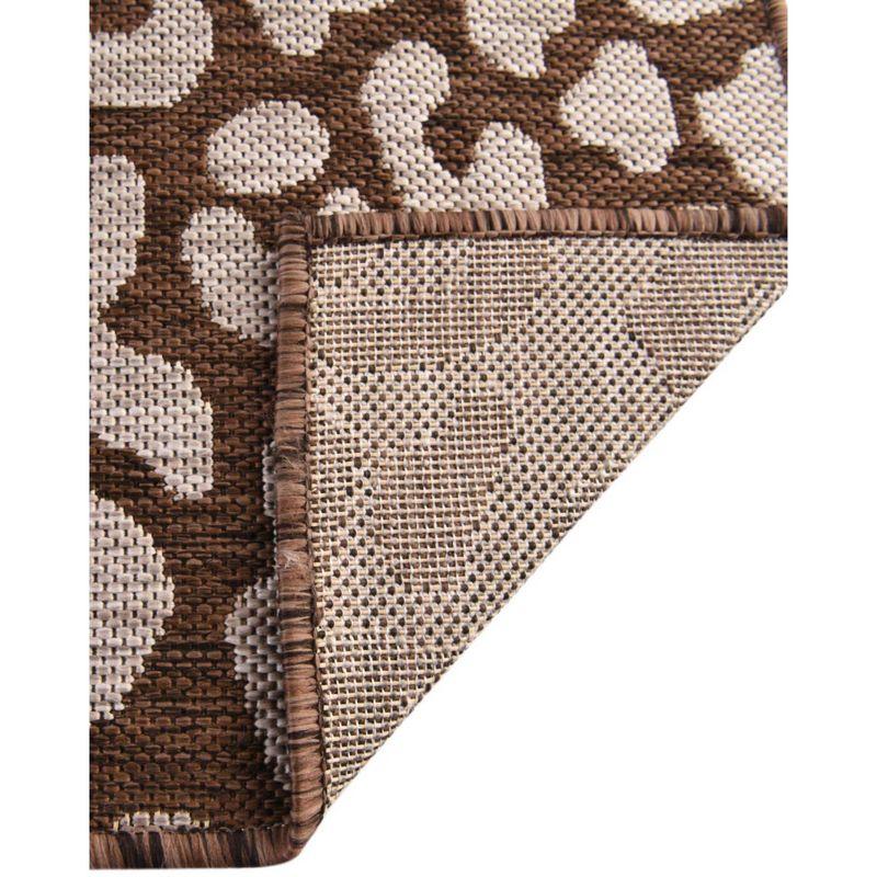 Brown and White Synthetic Outdoor Runner Rug